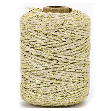 Vivant  Pamut zsineg 50m x ø2mm - Gold / Taupe Cotton Lurex Twist (1 db)