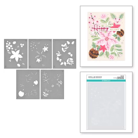 Spellbinders Christmas Florals Layered  Stencils (1 csomag)