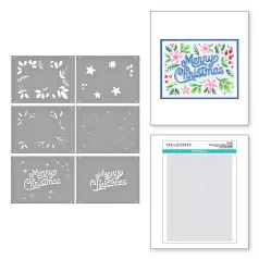   Spellbinders Merry Christmas Foliage Layered  Stencils (1 csomag)