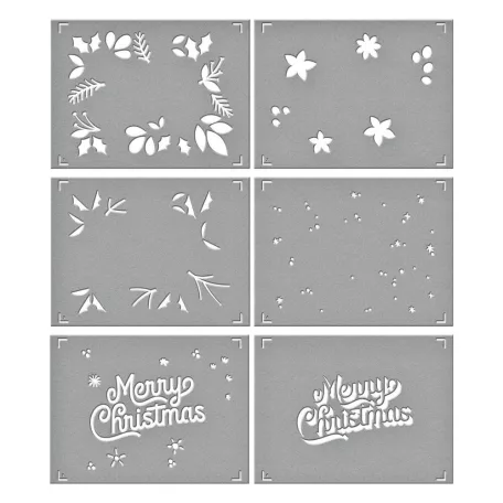 Spellbinders Merry Christmas Foliage Layered  Stencils (1 csomag)