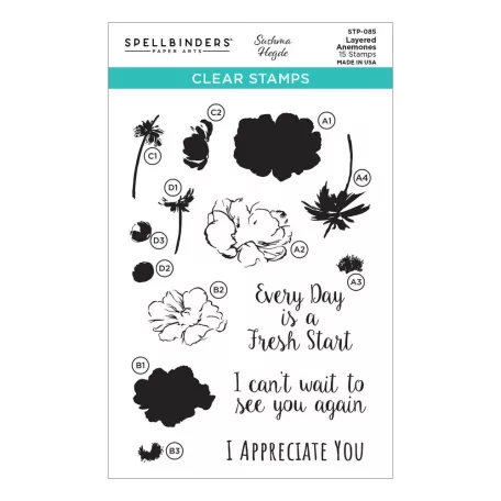 Spellbinders Szilikonbélyegző Layered Anemones  Clear Stamps (1 csomag)
