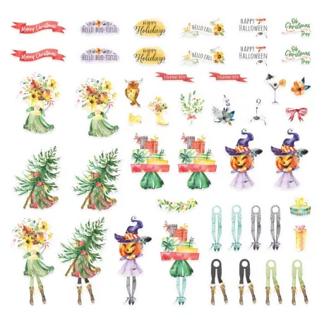 Spellbinders Kivágatok Dancin' Watercolor Holidays Printed Die Cuts (1 csomag)