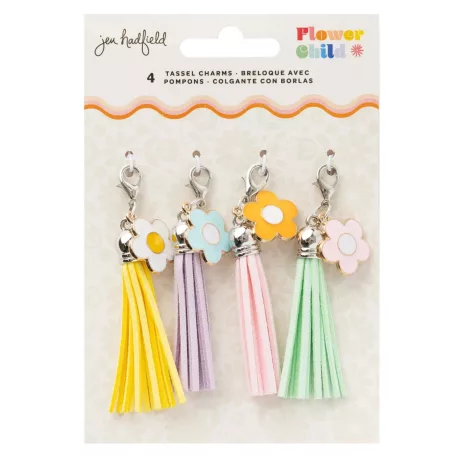 American Crafts Díszítőelem Jen Hadfield Flower Child Enamel Charm Tassels (1 csomag)