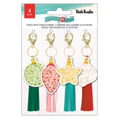   American Crafts Díszítőelem Vicki Boutin Peppermint Kisses  Charms Tassels with Shaker (1 csomag)
