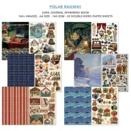   Ciao Bella Polar Railway Kivágóív készlet A4 Junk Journal Ephemera Book (32 ív)