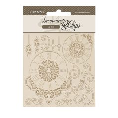   Stamperia Quiet Days Chipboard 14x14 cm Clock & Swirls Decorative Chips (1 ív)