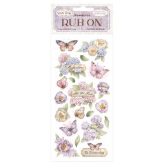   Stamperia Quiet Days Kaparós matrica  Hydrangea and Butterfly Rub-On (1 ív)