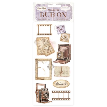 Stamperia Quiet Days Kaparós matrica  Vintage Photography Rub-On (1 ív)