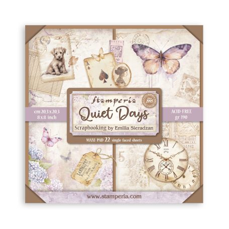 Stamperia Quiet Days Papírkészlet 8" (20 cm) Single Face Maxi Paper Pack (22 ív)