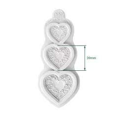   Ornate Heart Trio Szilikon öntőforma Katy Sue Designs Silicon Mould (1 db)