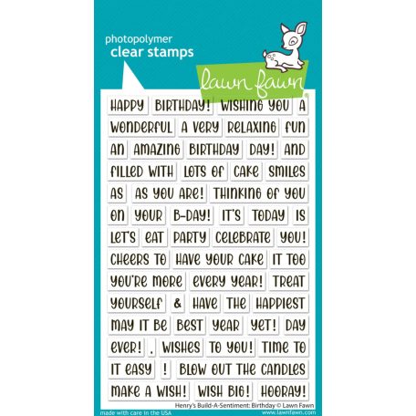 Lawn Fawn Henry's Build-A-Sentiment Birthday Szilikonbélyegző LF3776 Clear Stamps (1 csomag)