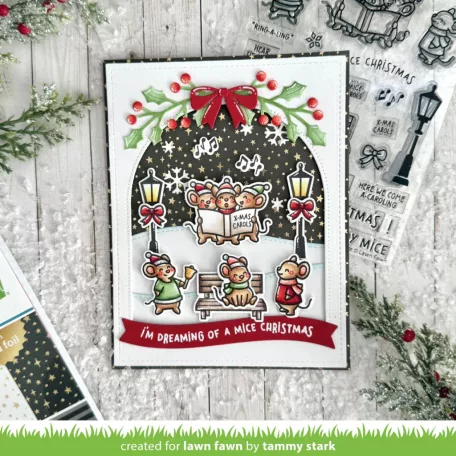 Lawn Fawn Caroling Mice Szilikonbélyegző LF3893 Clear Stamps (1 csomag)