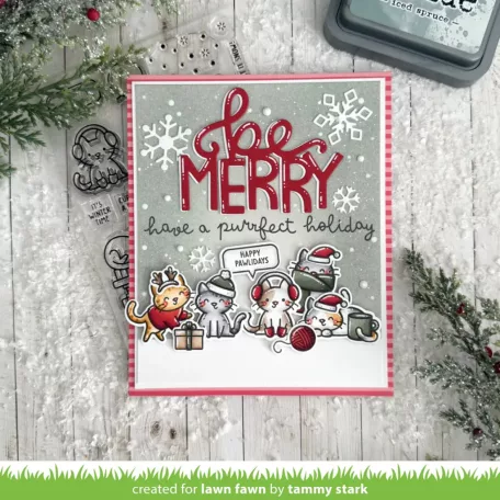 Lawn Fawn Cozy Cats Christmas Add-On Szilikonbélyegző LF3899 Clear Stamps (1 csomag)