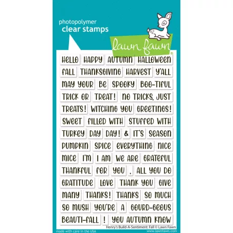 Lawn Fawn Henry's Build-A-Sentiment Fall Szilikonbélyegző LF3861 Clear Stamps (1 csomag)