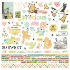   Simple Stories Matrica 12" (30 cm) Say Cheese Classic Pooh Baby Cardstock Stickers (1 ív)