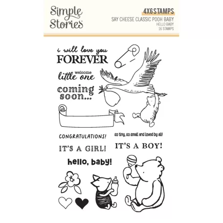 Simple Stories Szilikonbélyegző Say Cheese Classic Pooh Baby Stamps Hello Baby (1 csomag)