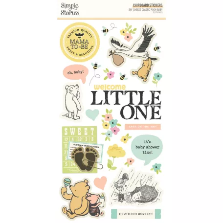 Simple Stories Chipboard matrica Say Cheese Classic Pooh Baby 6x12 Inch Chipboard (1 ív)