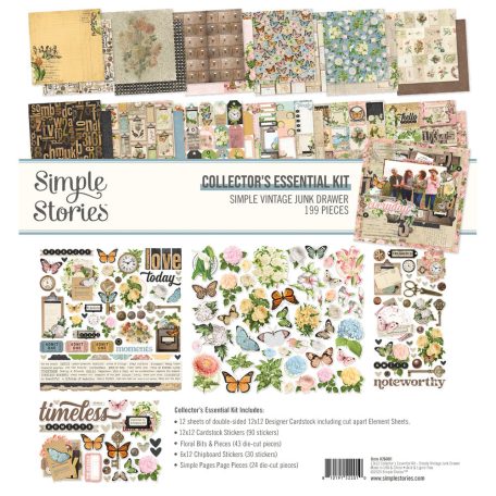 Simple Stories Scrapbook papírkészlet 12" (30 cm) Simple Vintage Junk Drawer Collectors Essentials Kit (1 csomag)