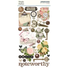  Simple Stories Chipboard matrica Simple Vintage Junk Drawer 6x12 Inch Chipboard (1 ív)