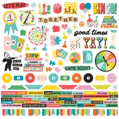   Simple Stories Matrica 12" (30 cm) Game Night Cardstock Stickers (1 ív)