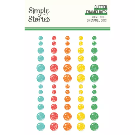 Simple Stories Díszítőelem Game Night Glitter Enamel Dots (1 ív)