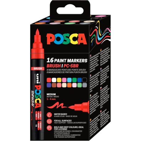 UNI POSCA ecsethegyű dekormarker 1-4 mm PC-5BR (16 db)