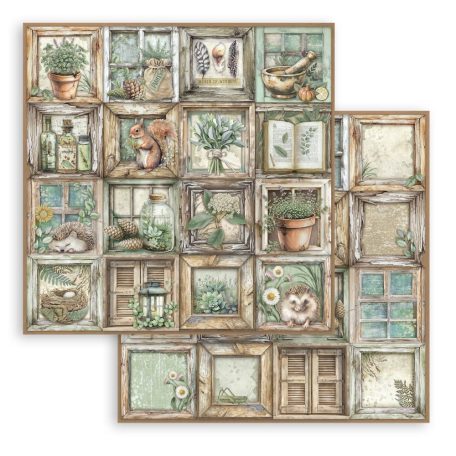 Stamperia Herbarium Silvae Scrapbook papír 12" (30 cm) Frames Paper Sheets (1 ív)
