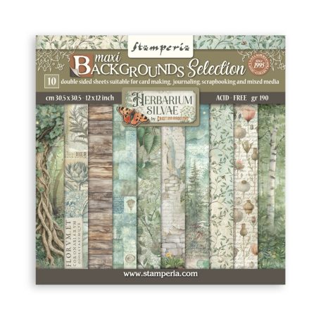 Stamperia Herbarium Silvae Papírkészlet 12" (30 cm) Maxi Background Paper Pack (10 ív)