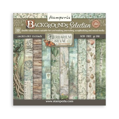 Stamperia Herbarium Silvae Papírkészlet 8" (20 cm) Maxi Background Paper Pack (10 ív)