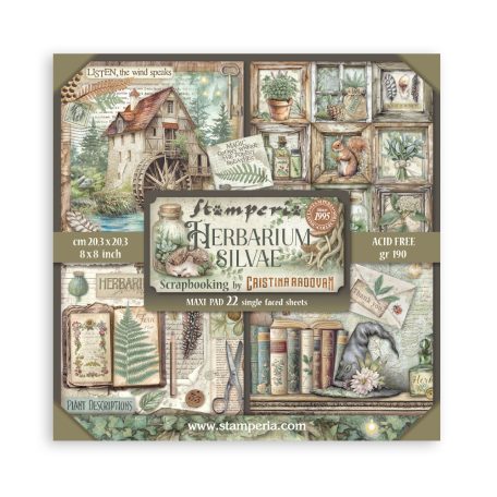 Stamperia Herbarium Silvae Papírkészlet 8" (20 cm) Single Face Maxi Paper Pack (22 ív)