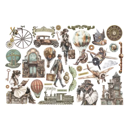 Stamperia Voyages Fantastiques Kivágatok - öntapadós Ephemera (1 csomag)