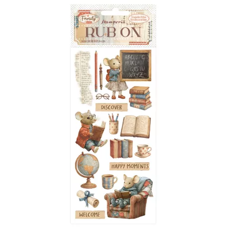Stamperia Family Kaparós matrica  Happy Moments Rub-On (1 ív)