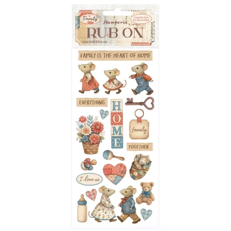 Stamperia Family Kaparós matrica  Home Rub-On (1 ív)