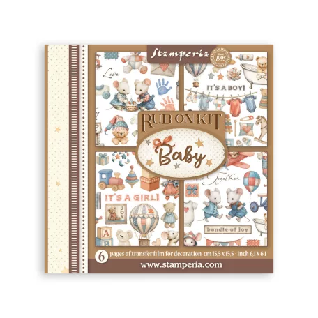 Stamperia Baby Kaparós matrica készlet  Assortment Rub-On (6 ív)