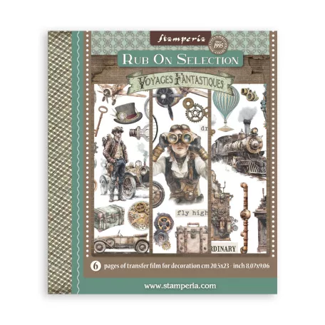 Stamperia Voyages Fantastiques Kaparós matrica készlet  Assortment Rub-On (6 ív)