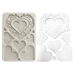   Stamperia Family Szilikon öntőforma A5 Hearts Pattern Silicon Mould (1 db)