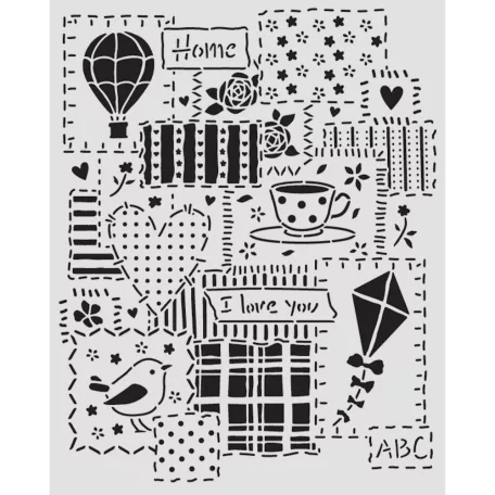 Stamperia Family Vastag stencil 20x25cm Patchwork Thick Stencil  (1 db)