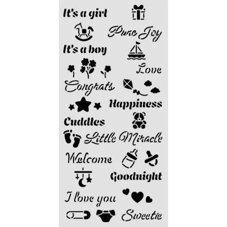 Stamperia Baby Vastag stencil 12x25cm Quotes Thick Stencil  (1 db)