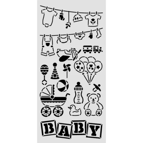 Stamperia Baby Vastag stencil 12x25cm Elements Thick Stencil  (1 db)