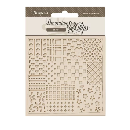 Stamperia Family Chipboard 14x14 cm Patchwork Pattern Decorative Chips (1 ív)