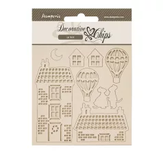   Stamperia Family Chipboard 14x14 cm House and Balloons Decorative Chips (1 ív)