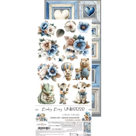 Craft O'Clock Kivágóív Baby Boy Universe Flowers & More Extras to Cut Set (18 ív)