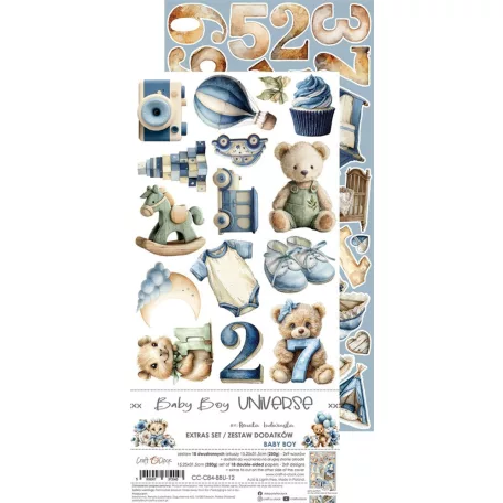 Craft O'Clock Kivágóív Baby Boy Universe Baby Boy Extras to Cut Set (18 ív)