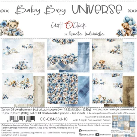 Craft O'Clock Scrapbook papírkészlet 12" (30 cm) Baby Boy Universe Paper Collection Set (6 ív)