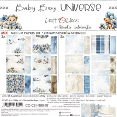   Craft O'Clock Scrapbook papírkészlet 8" (20 cm) Baby Boy Universe Mix Paper Set (24 ív)