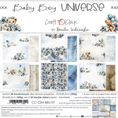   Craft O'Clock Scrapbook papírkészlet 8" (20 cm) Baby Boy Universe Mix Paper Set (24 ív)
