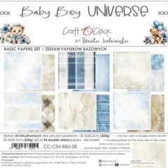   Craft O'Clock Scrapbook papírkészlet 8" (20 cm) Baby Boy Universe Basic Paper Set (24 ív)