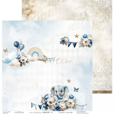 Craft O'Clock Scrapbook papírkészlet 6" (15 cm) Baby Boy Universe Paper Collection Set (24 ív)