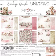   Craft O'Clock Scrapbook papírkészlet 12" (30 cm) Baby Girl Universe Paper Collection Set (6 ív)