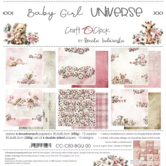   Craft O'Clock Scrapbook papírkészlet 6" (15 cm) Baby Girl Universe Paper Collection Set (24 ív)